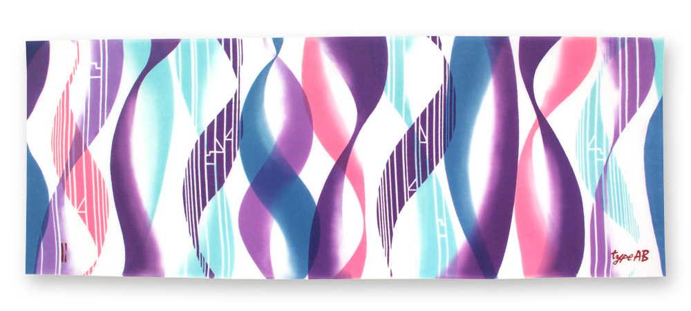 手ぬぐい　時感　Blood-type「type AB」広げ